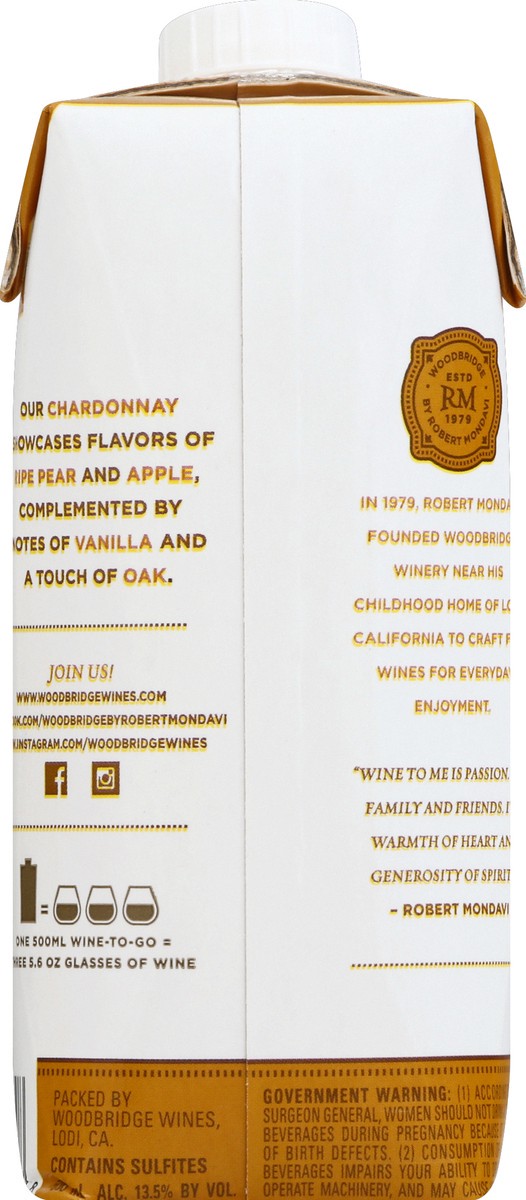 slide 7 of 7, Woodbridge by Robert Mondavi Chardonnay White Wine, 500 mL Box, 16.9 fl oz