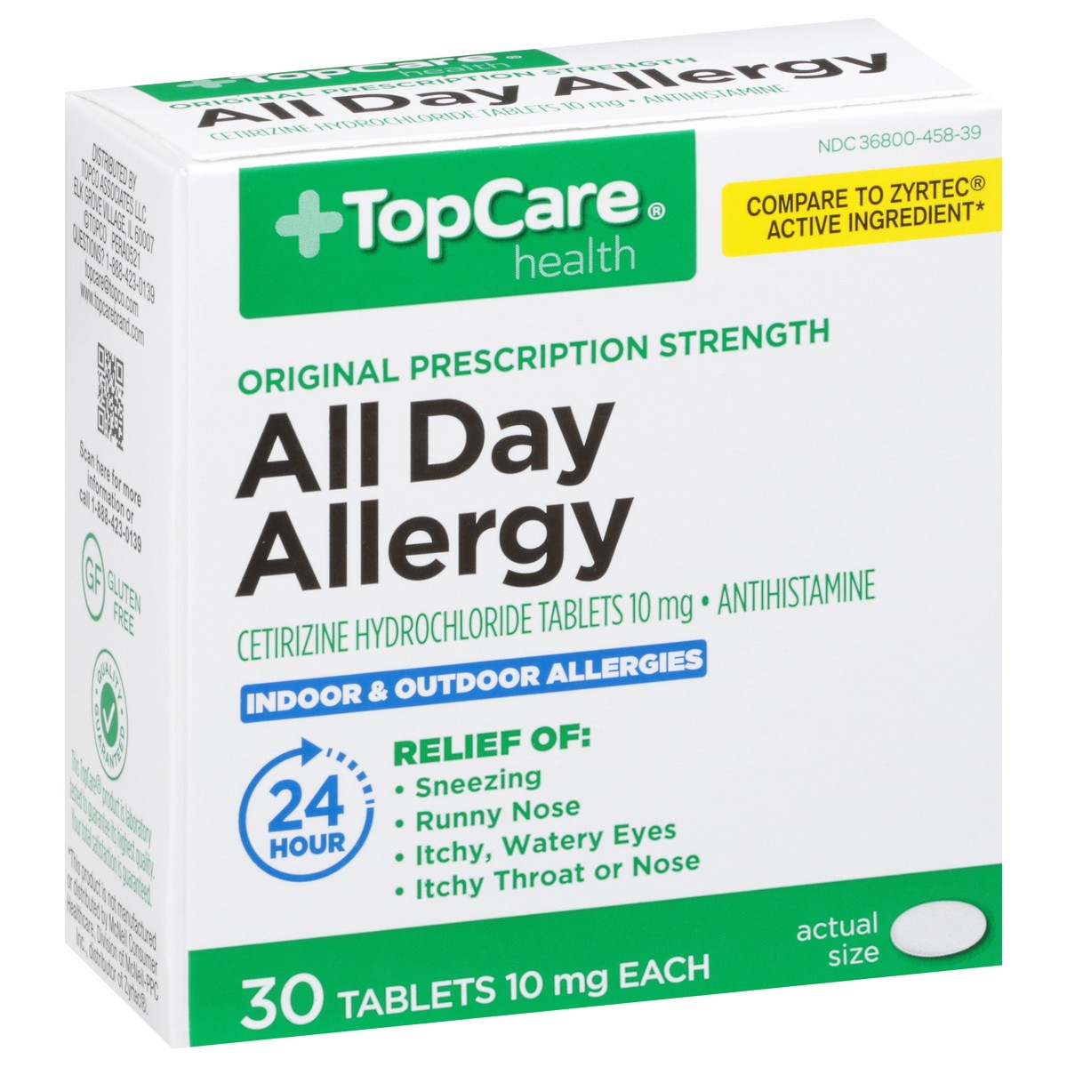 slide 9 of 9, TopCare Allergy Cetirizine 10Mg, 30 ct