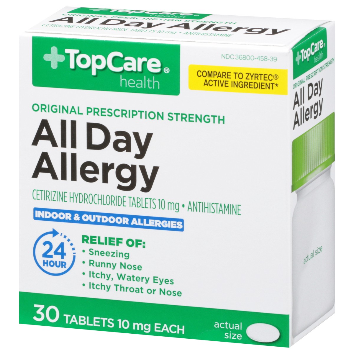 slide 3 of 9, TopCare Allergy Cetirizine 10Mg, 30 ct