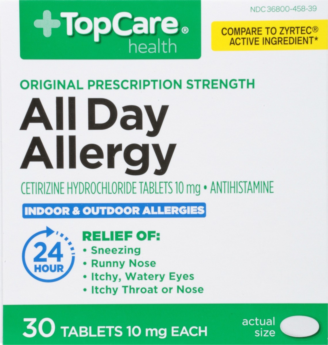 slide 2 of 9, TopCare Allergy Cetirizine 10Mg, 30 ct