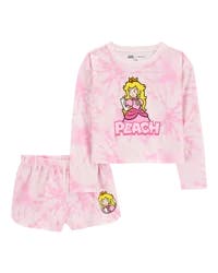 Carter's Kid Super Mario Bros Princess Peach Print Jersey 2-Piece Pajamas Pink 14