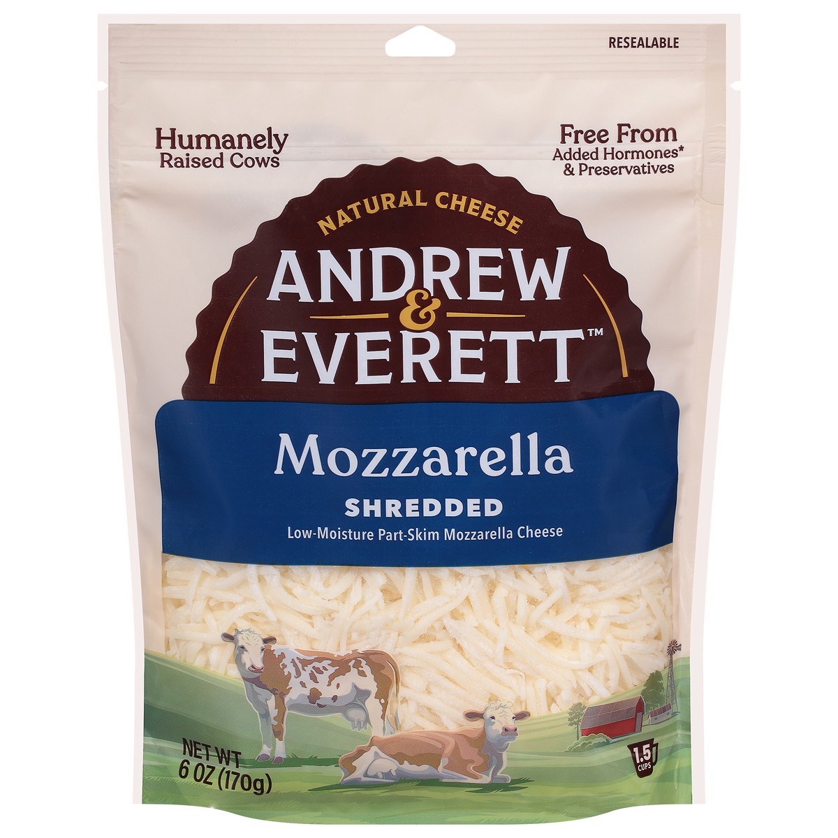 slide 3 of 13, Andrew & Everett Shredded Mozzarella Cheese 6 oz, 6 oz