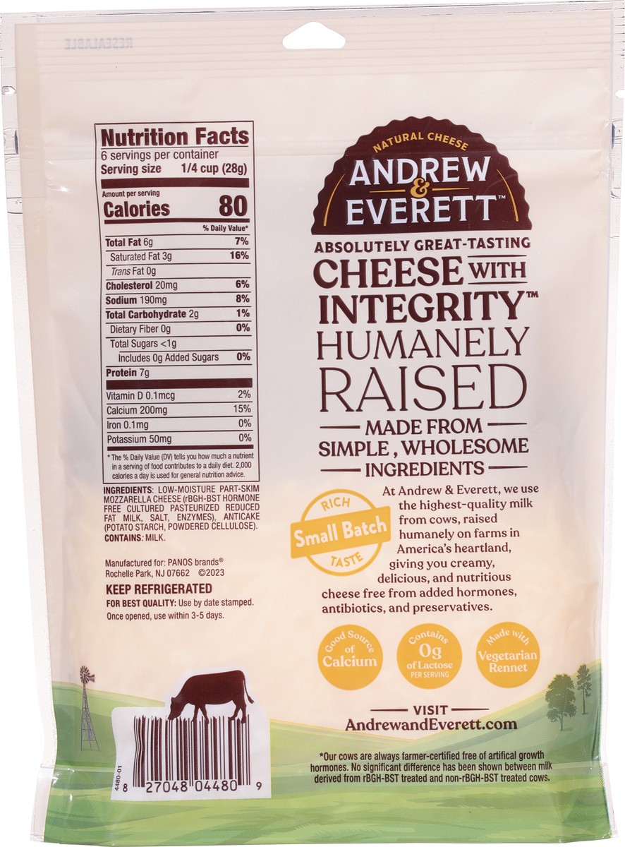 slide 4 of 13, Andrew & Everett Shredded Mozzarella Cheese 6 oz, 6 oz