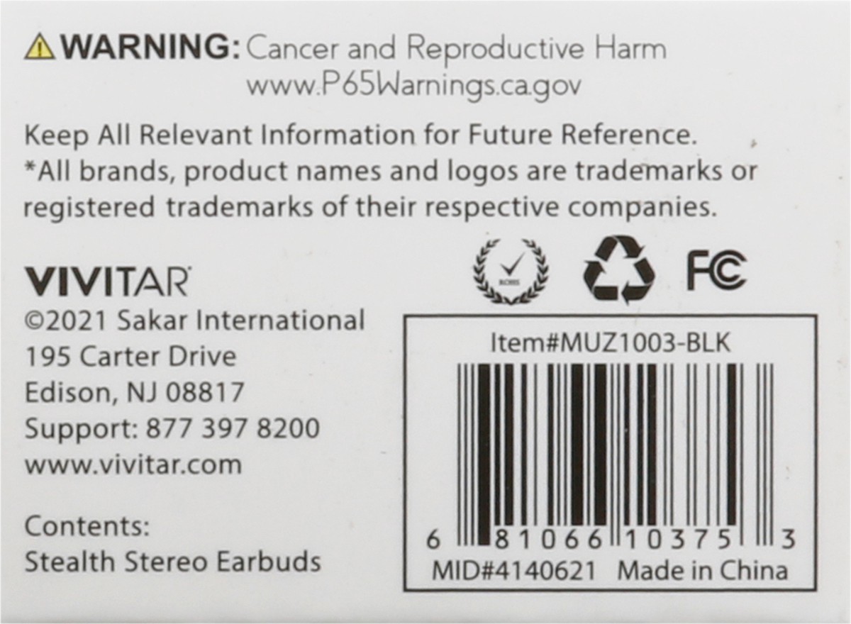 slide 8 of 9, Muze Stealth Stereo Earbuds with Mic 1 ea, 1 ea