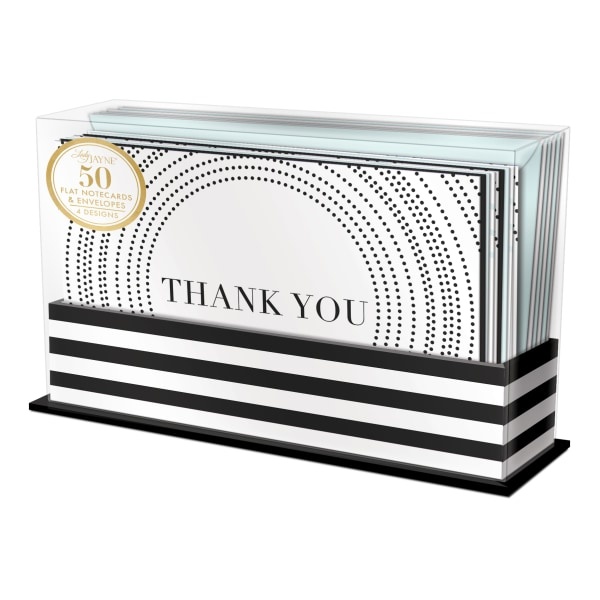 slide 1 of 1, Lady Jayne Flat-Panel Thank You Note Cards with Envelopes, Turquoise/Black, 50 ct; 5 1/2 in x 3 1/2 in