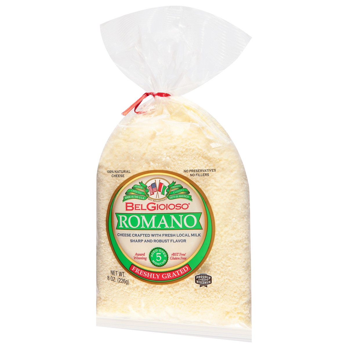 slide 2 of 10, BelGioioso Freshly Grated Romano Cheese Twist Tie Bag 8oz., 8 oz