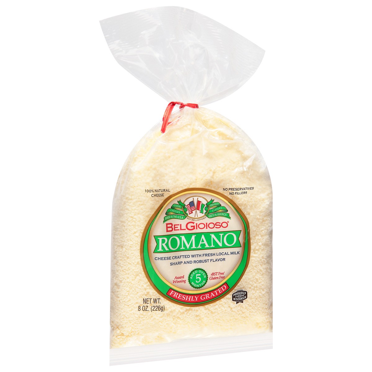 slide 3 of 10, BelGioioso Freshly Grated Romano Cheese Twist Tie Bag 8oz., 8 oz