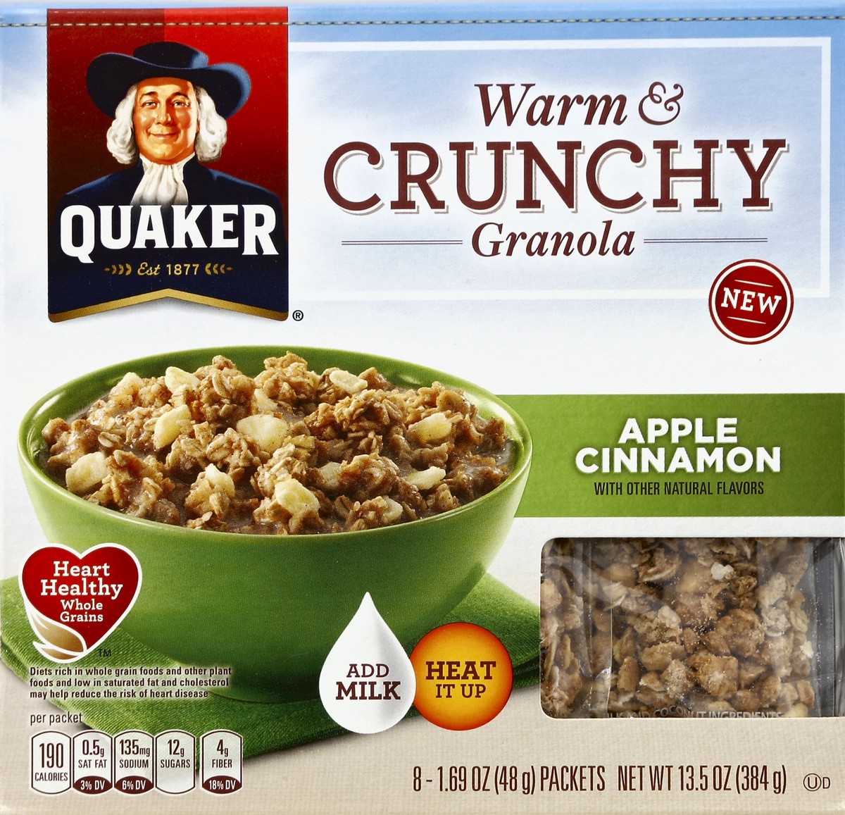 slide 4 of 4, Quaker Apple Cinnamon Warm & Crunchy Granola, 8 ct; 13.5 oz