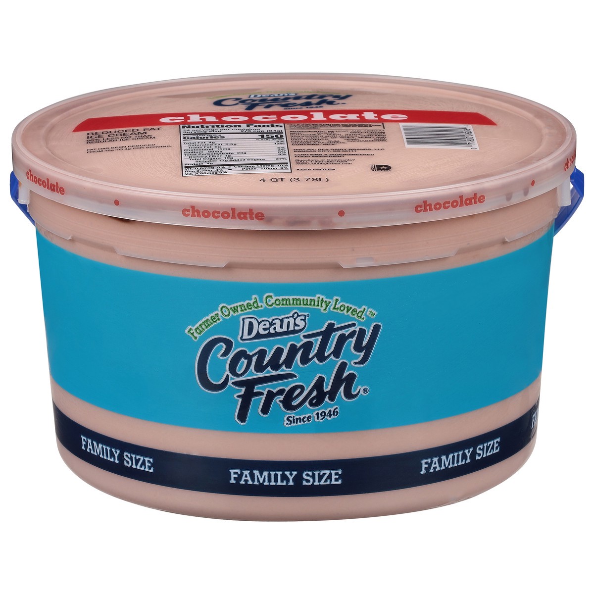 slide 1 of 9, Country Fresh Reduced Fat Chocolate Ice Cream Family Size 4 qt, 4 qt