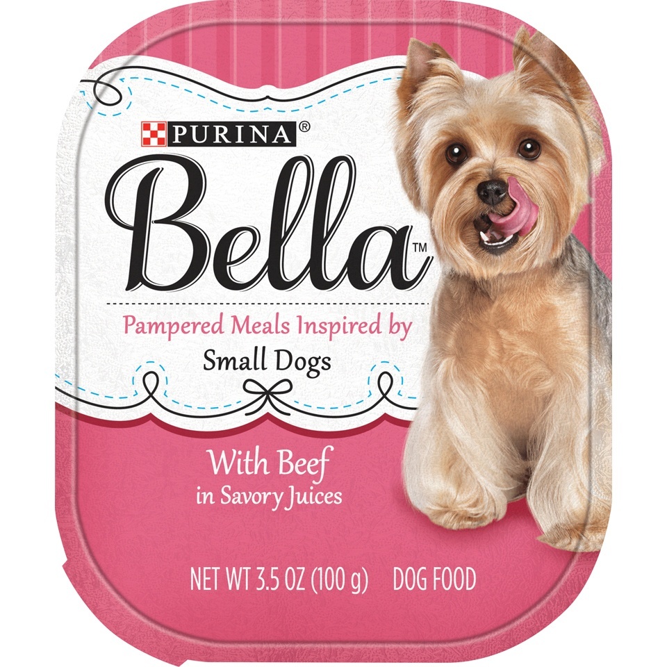 slide 1 of 8, Purina Bella With Beef in Savory Juices Adult Wet Dog Food, 3.5 oz