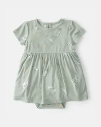 Carters Baby Girl Easter Bunny PurelySoft Short-Sleeve Bodysuit Dress - Green Green 6M