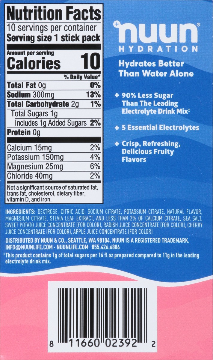 slide 7 of 13, Nuun 10 Stick Pack Sport Hydration Pink Lemonade Electrolyte Powder Drink Mix 10 - 0.17 oz Stick Packs, 10 ct