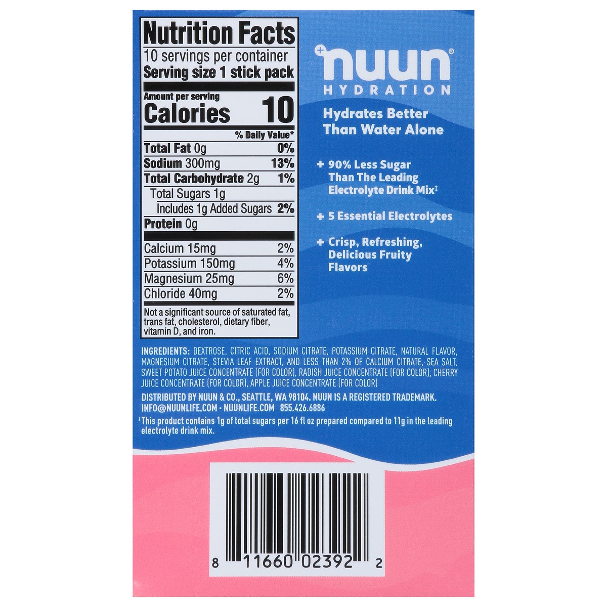 slide 10 of 13, Nuun 10 Stick Pack Sport Hydration Pink Lemonade Electrolyte Powder Drink Mix 10 - 0.17 oz Stick Packs, 10 ct
