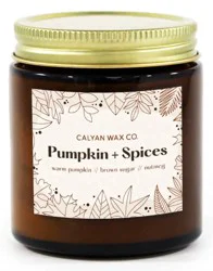 Calyan Wax Co. Pumpkin + Spices Mini Amber Jar Soy Candle