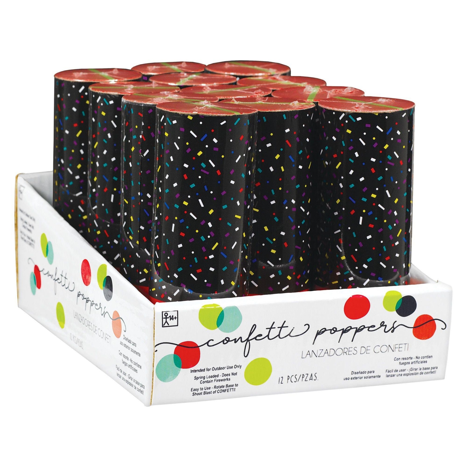 slide 1 of 1, Party City Multicolor Confetti Party Poppers, 12 ct; 4 in