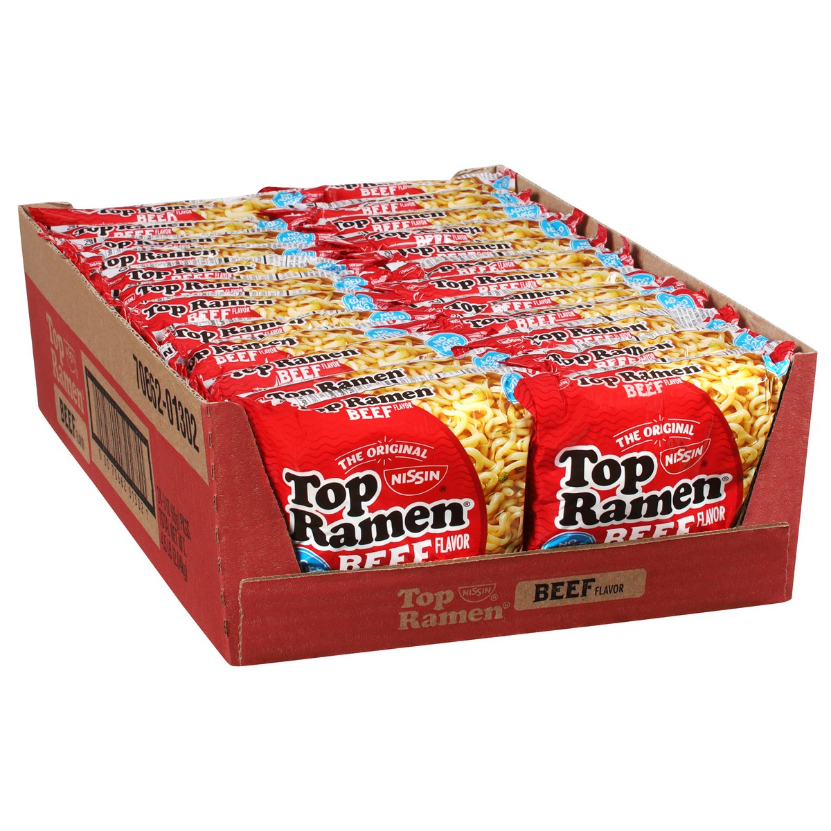 slide 6 of 9, Top Ramen Beef Flavor Noodle Soup 24 - 3 oz Packs, 24 ct