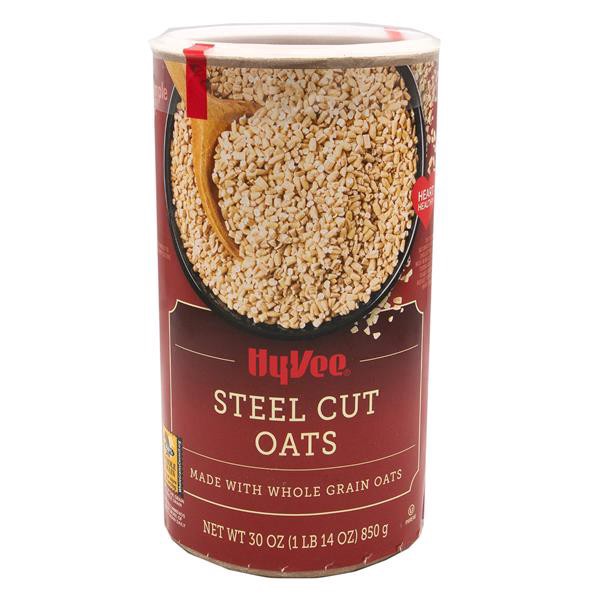 slide 1 of 1, Hy-Vee Oatmeal Steel Cut Oats, 30 oz
