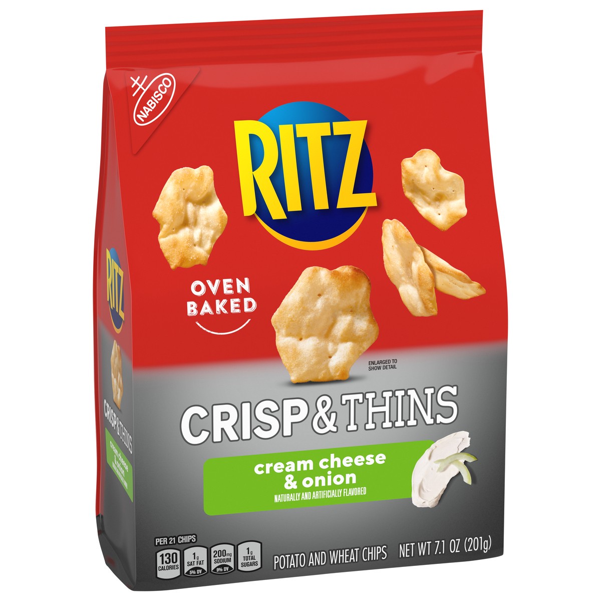 slide 2 of 13, RITZ Crisp and Thins Cream Cheese and Onion Chips, Party Snacks, 7.1 oz, 7.1 oz