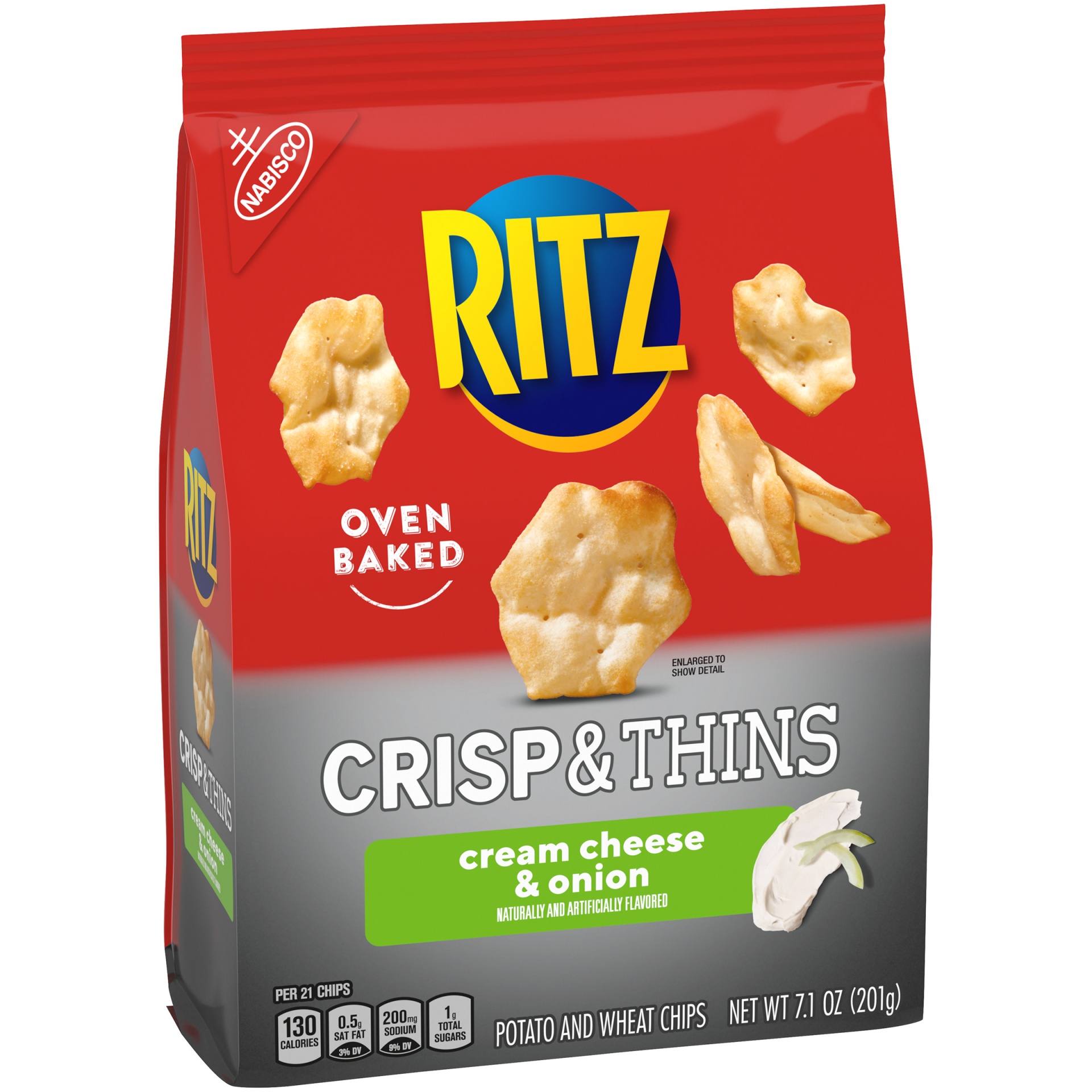 slide 2 of 2, RITZ Crisp and Thins Cream Cheese and Onion Chips, 7.1 oz