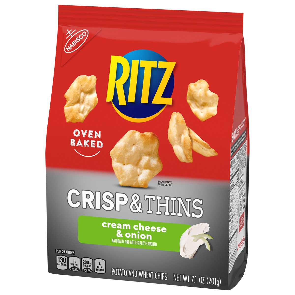 slide 8 of 13, RITZ Crisp and Thins Cream Cheese and Onion Chips, Party Snacks, 7.1 oz, 7.1 oz