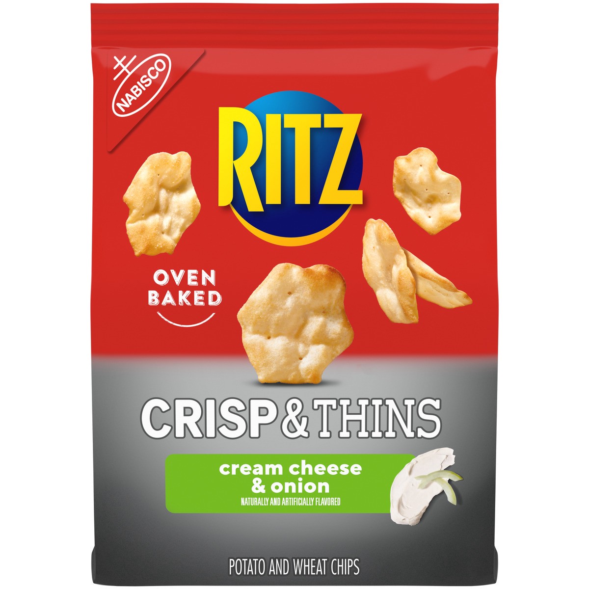 slide 9 of 13, RITZ Crisp and Thins Cream Cheese and Onion Chips, Party Snacks, 7.1 oz, 7.1 oz