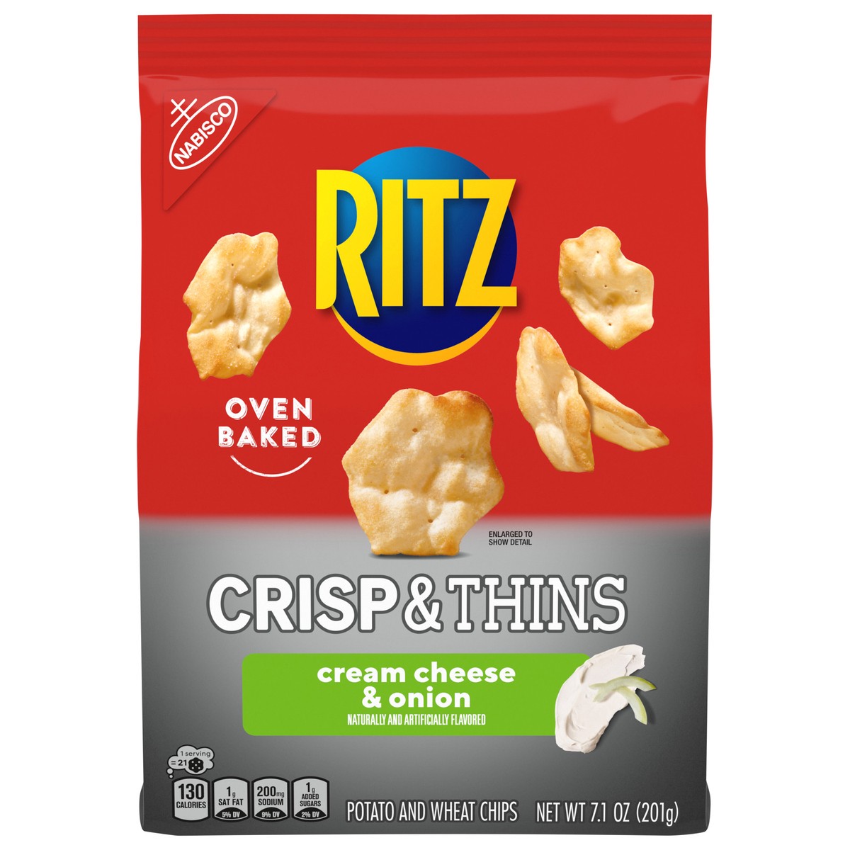 slide 1 of 13, RITZ Crisp and Thins Cream Cheese and Onion Chips, 7.1 oz, 7.1 oz