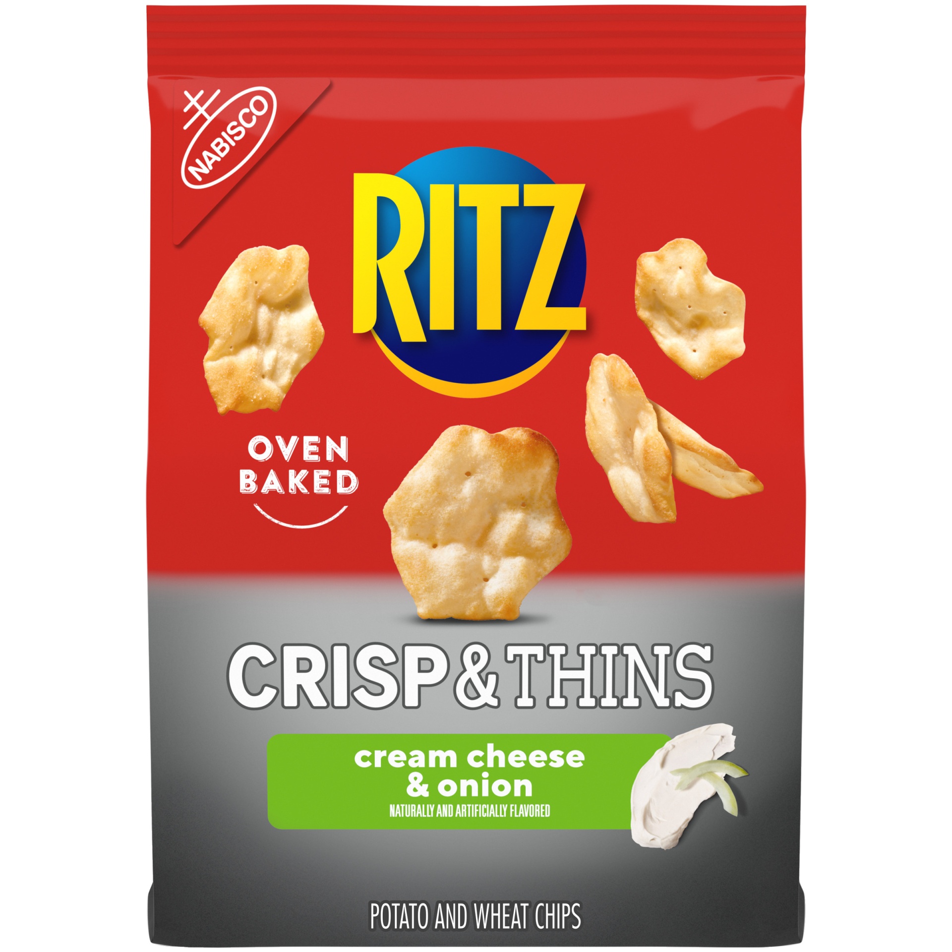 slide 1 of 8, Ritz Crisp & Thins Cream Cheese & Onion Potato And Wheat Chips - 7.1oz, 