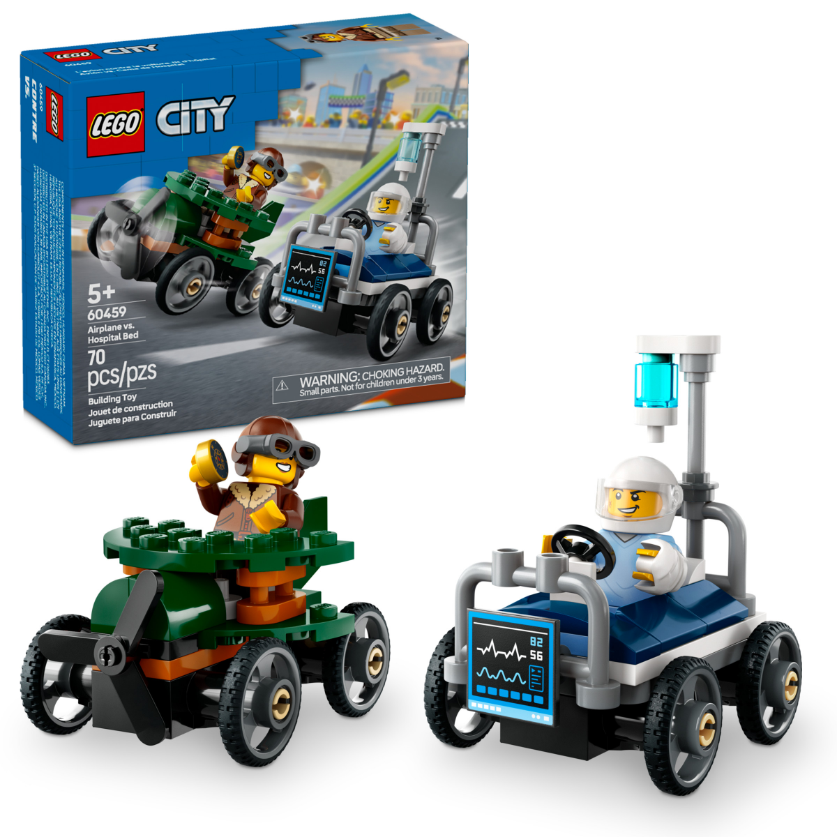 slide 1 of 21, LEGO City Airplane vs. Hospital Bed Race Car Pack Building Toy 60459, 1 ct