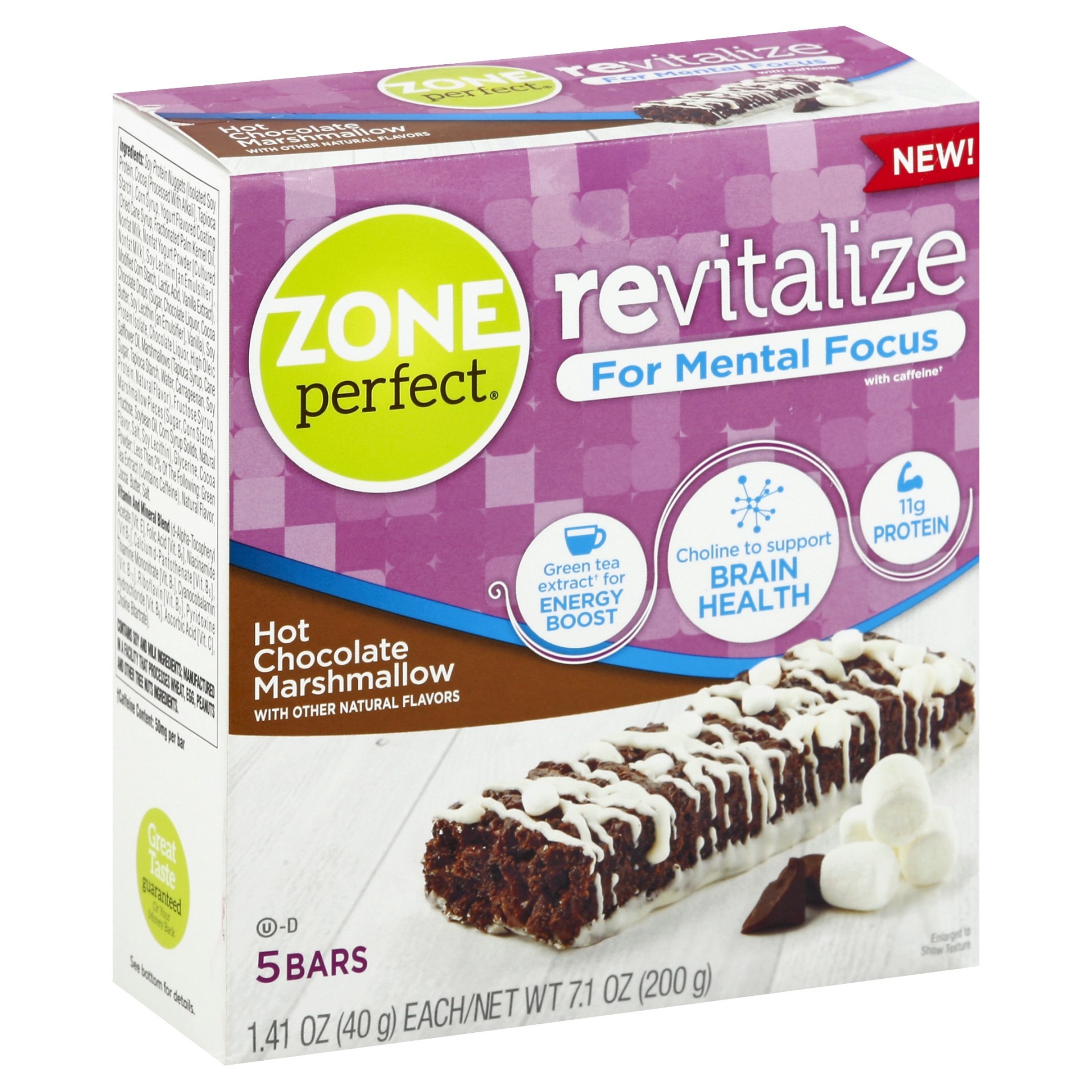 slide 1 of 4, Zone Perfect Revitalize Hot Chocolate Marshmallow Bars, 5 ct