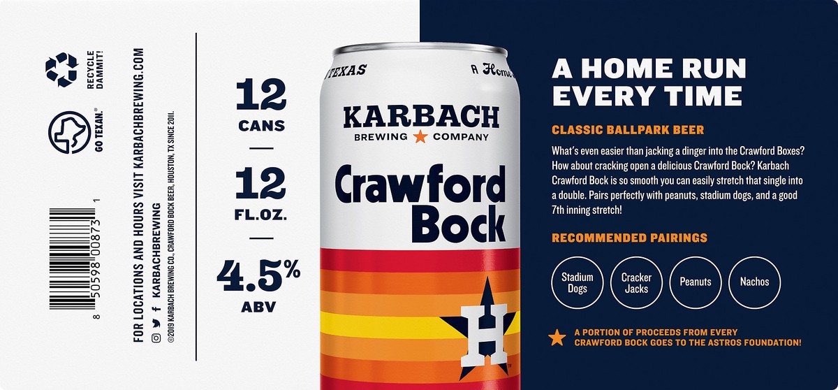 slide 2 of 8, Karbach Brewing Co. Brewing Company Crawford Bock Craft Beer, 12 Pack Beer, 12 FL OZ Cans, 12 ct; 12 oz