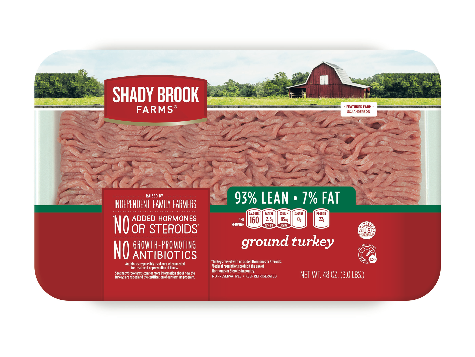 slide 1 of 9, Shady Brook Farms 93% Lean / 7% Fat Ground Turkey Tray, Fresh, 3 lbs., 48 oz