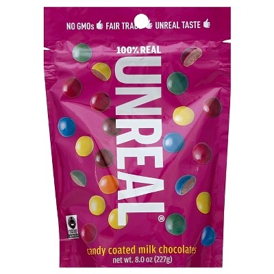 slide 1 of 1, Unreal Milk Chocolates, 8 oz