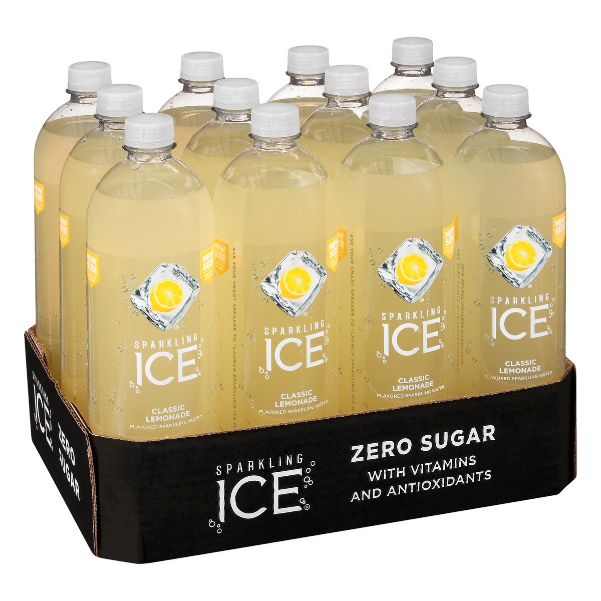 slide 2 of 10, Sparkling ICE Zero Sugar Classic Lemonade Sparkling Water 12-33.8 fl oz Bottles, 12 ct