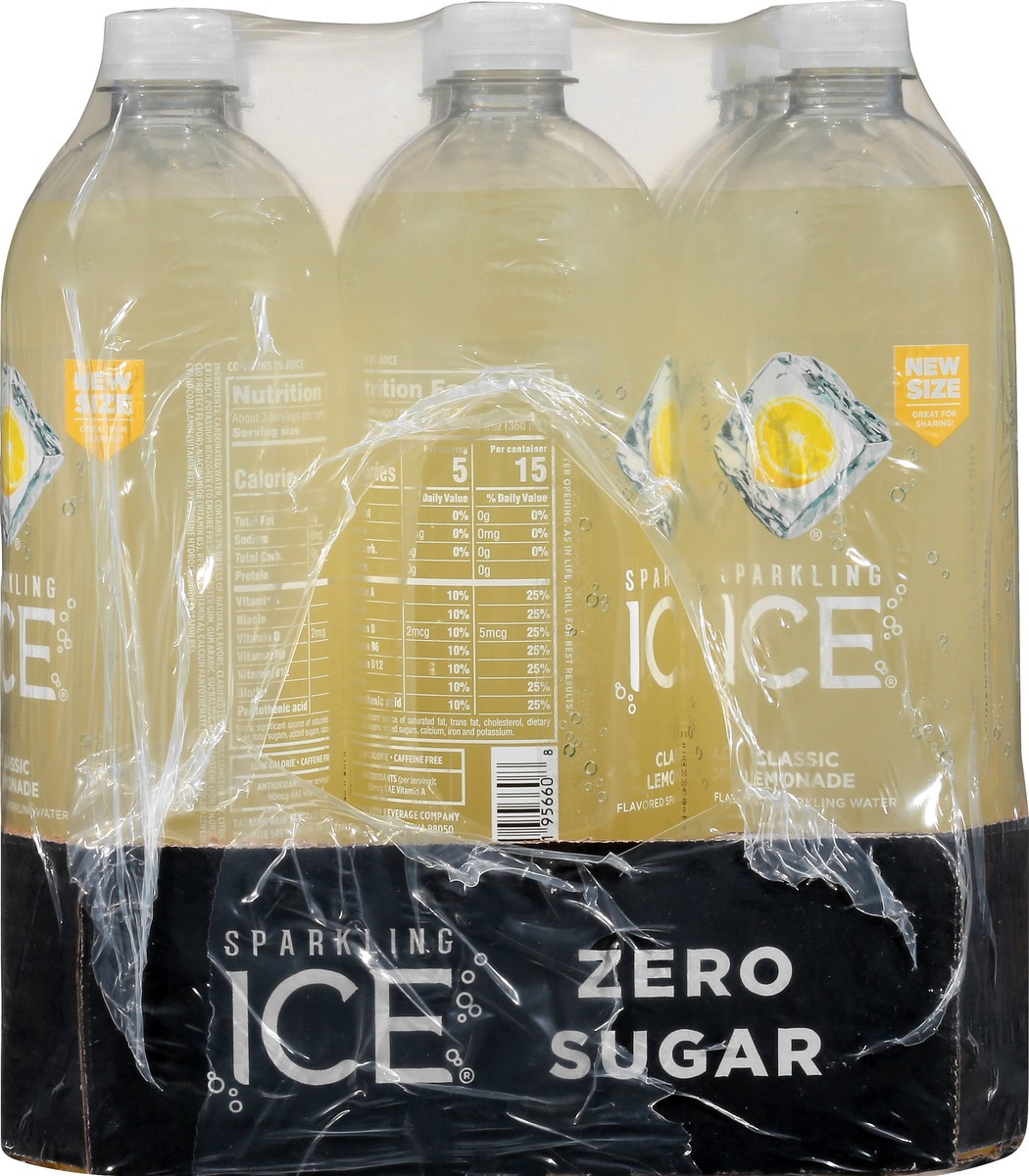 slide 7 of 10, Sparkling ICE Zero Sugar Classic Lemonade Sparkling Water 12-33.8 fl oz Bottles, 12 ct