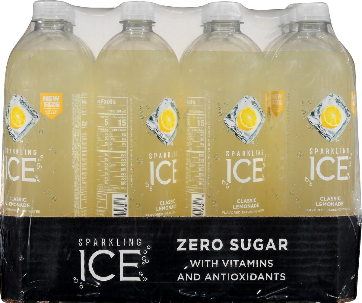 slide 10 of 10, Sparkling ICE Zero Sugar Classic Lemonade Sparkling Water 12-33.8 fl oz Bottles, 12 ct