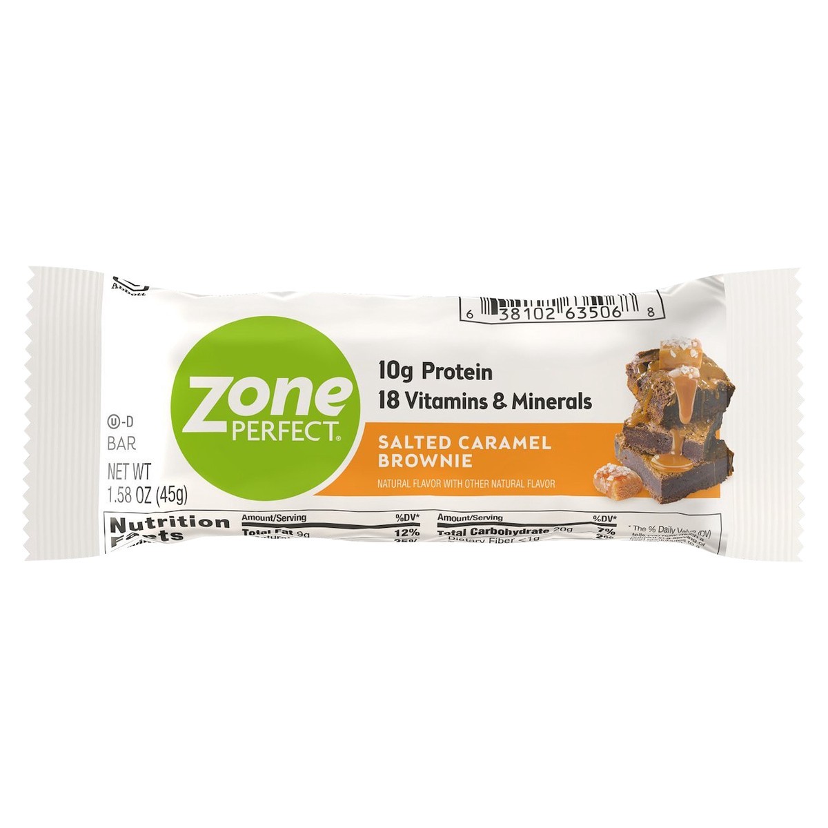 slide 1 of 10, Zone Perfect Salted Caramel Brownie Bar 1.58 oz, 1.58 oz