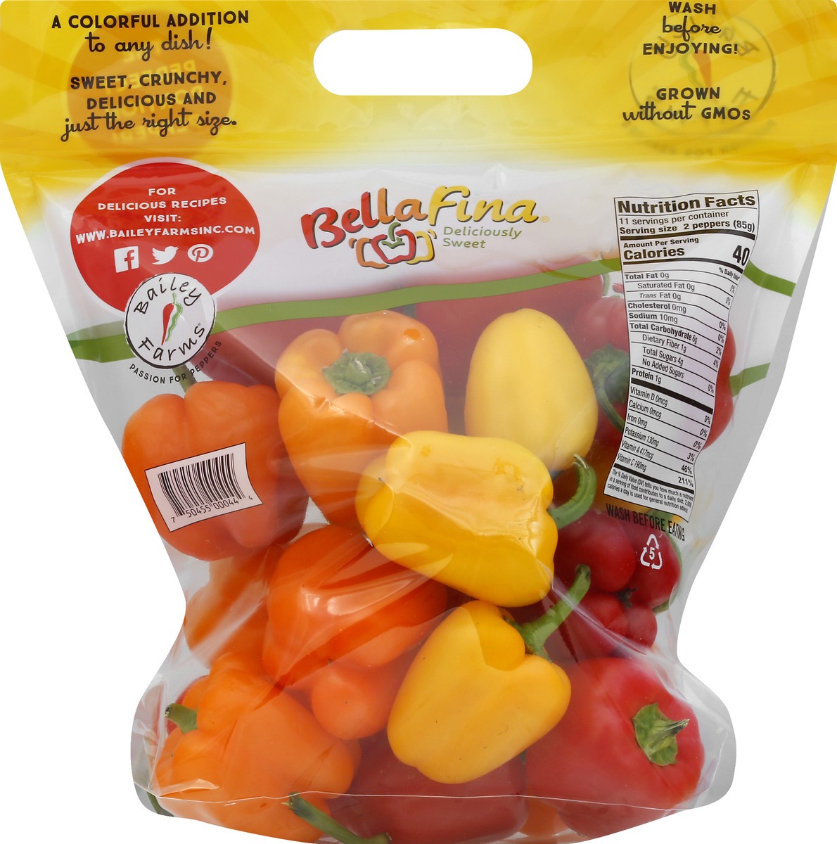 slide 8 of 9, Bailey Farms BellaFina Baby Bell Peppers, 2 lb