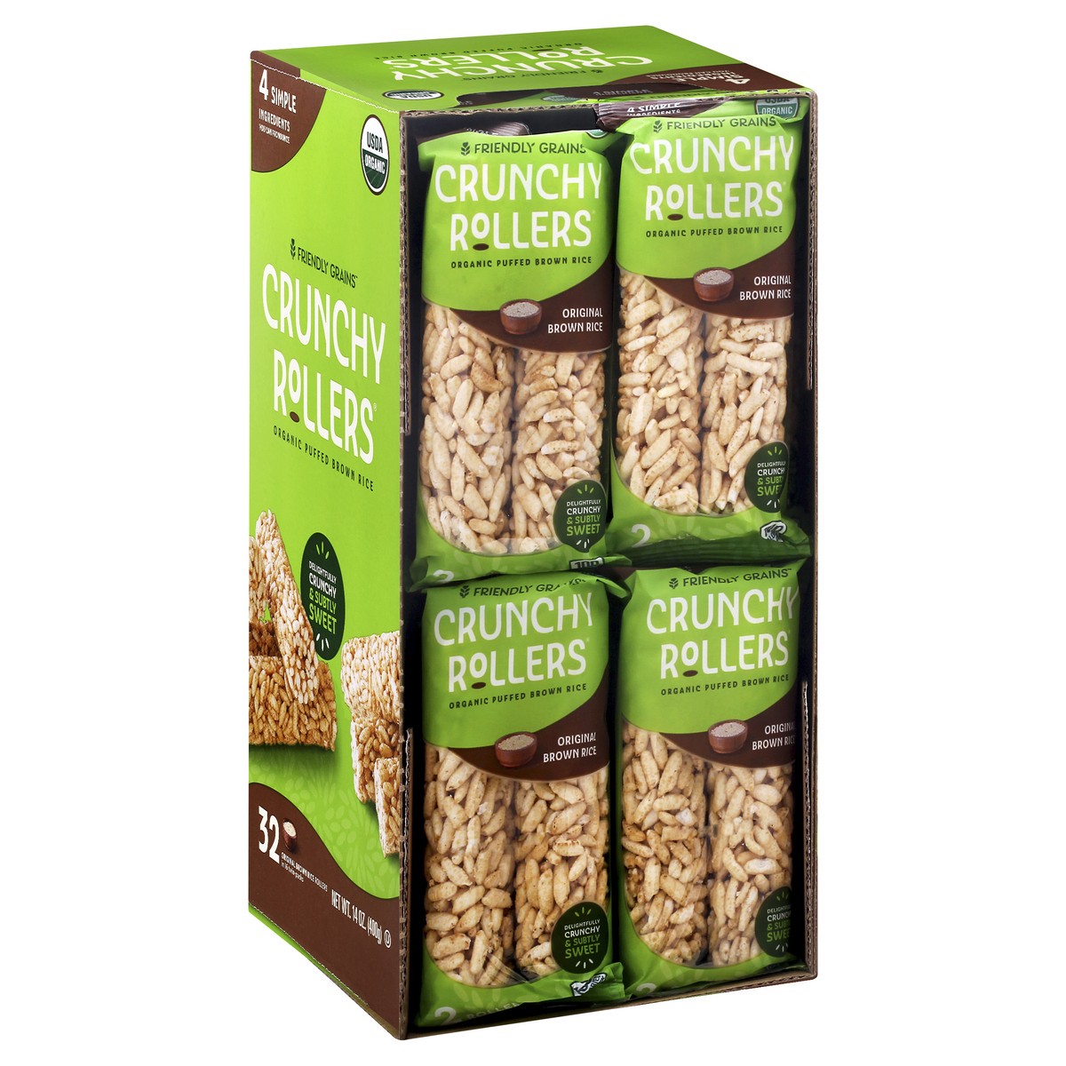 slide 5 of 12, Friendly Grains Crunchy Rollers Organic Puffed Brown Rice 32 ea, 