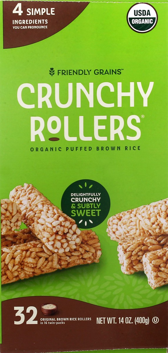 slide 10 of 12, Friendly Grains Crunchy Rollers Organic Puffed Brown Rice 32 ea, 