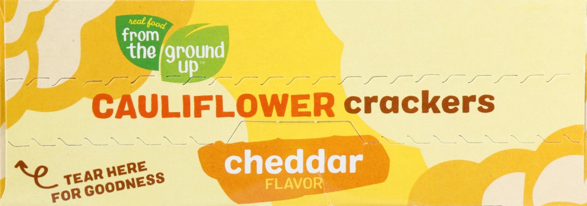 slide 4 of 10, From The Ground Up Cheddar Flavor Cauliflower Crackers 4 oz, 4 oz
