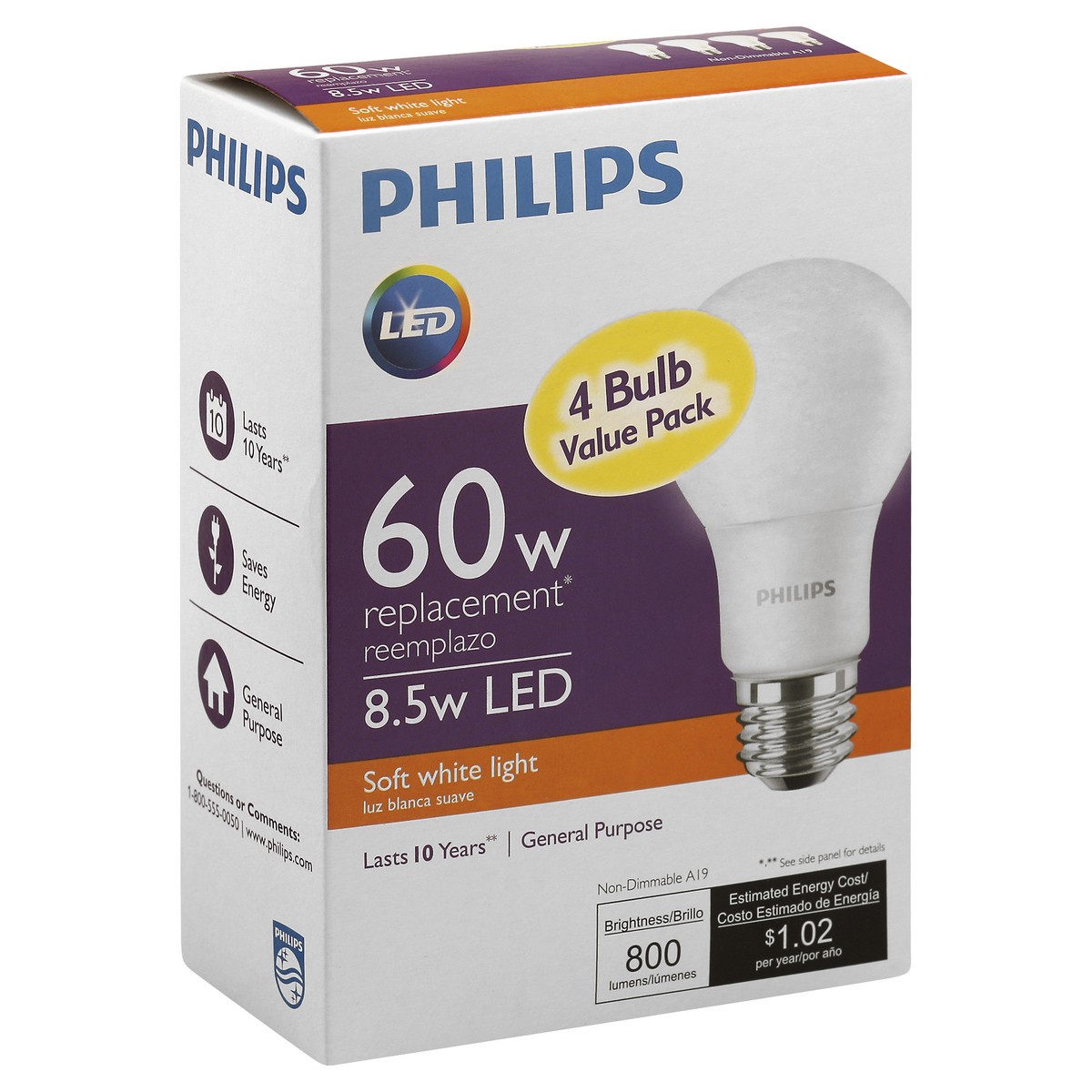 slide 4 of 11, Philips Light Bulbs 4 ea, 4 ct