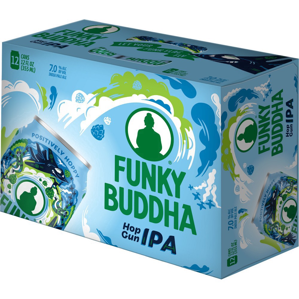 slide 2 of 5, Funky Buddha Hop Gun IPA Craft Beer, 12 pk 12 fl oz Cans, 7.0% ABV, 144 fl oz