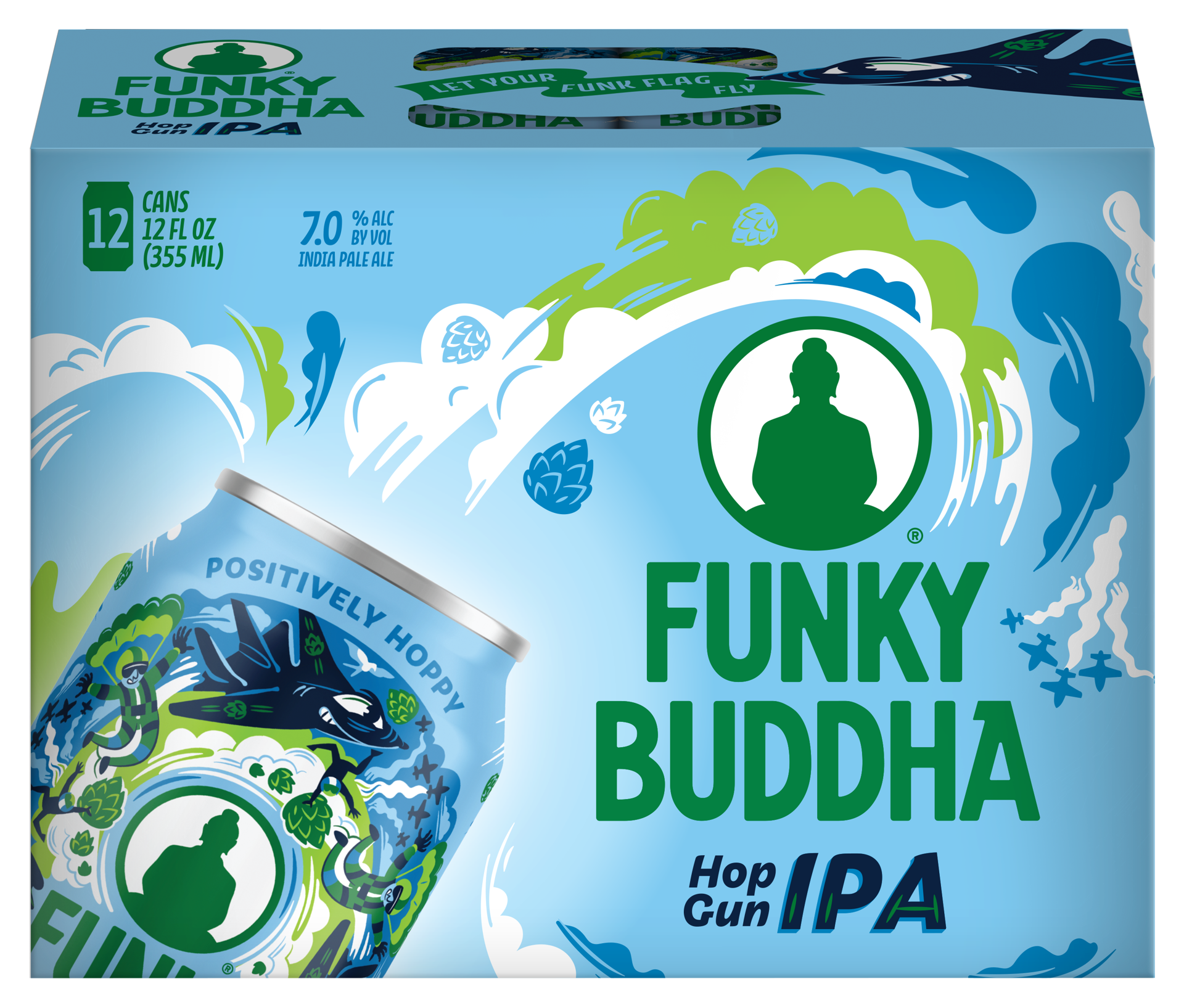 slide 1 of 5, Funky Buddha Hop Gun IPA Craft Beer, 12 pk 12 fl oz Cans, 7.0% ABV, 144 fl oz