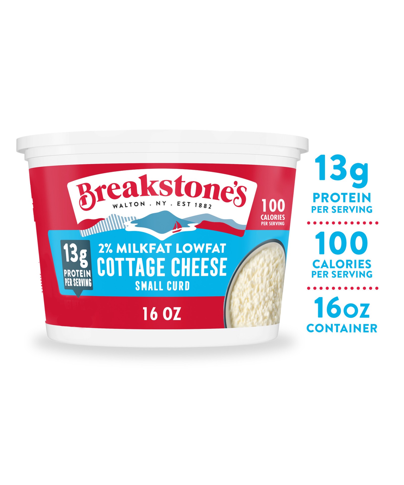 slide 1 of 6, Breakstone's Lowfat Small Curd Cottage Cheese with 2% Milkfat, 16 oz Tub, 453 g