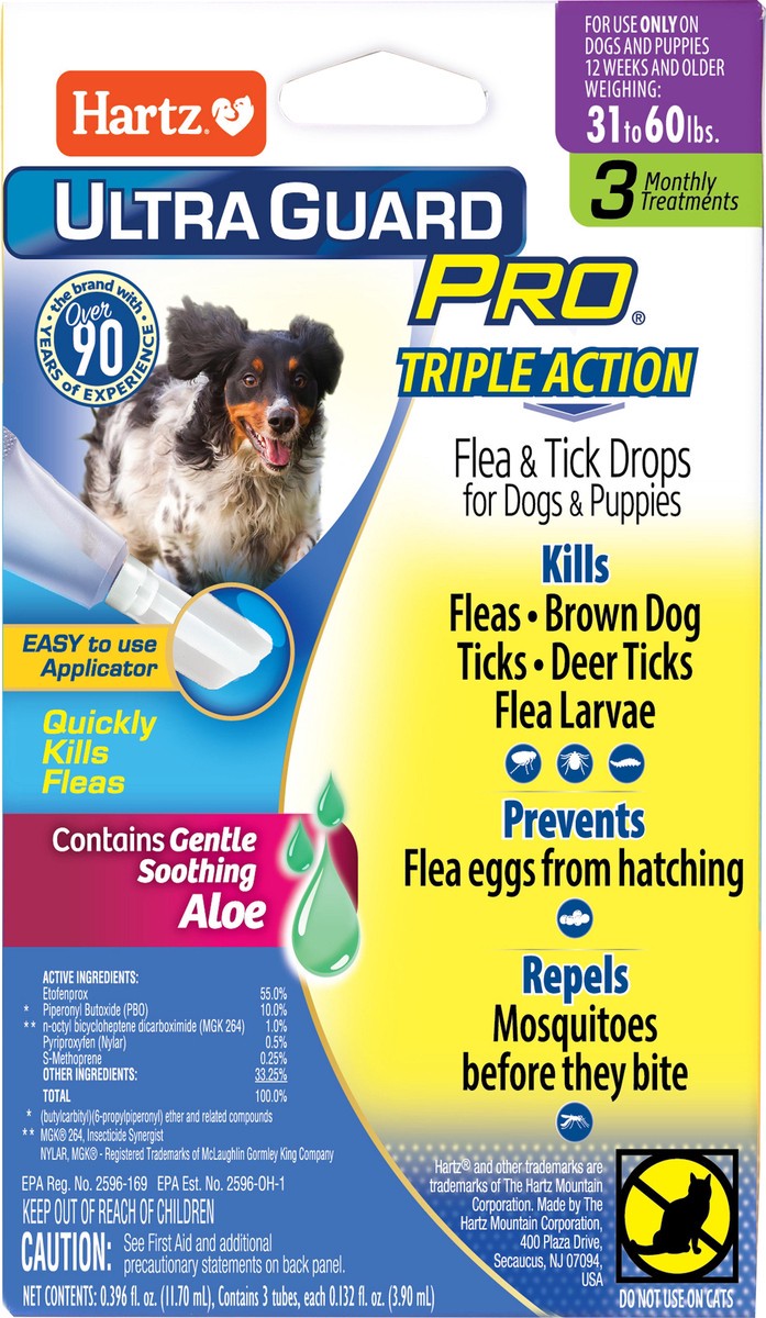 slide 2 of 3, Hartz UltraGuard Pro Flea & Tick Topicals For Dogs & Puppies 31-60lbs, 3 Months Supply, 3 ct