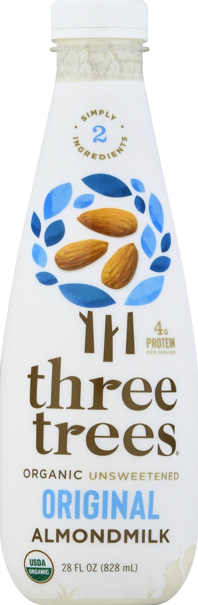 slide 9 of 10, Three Trees Unsweetened Organic Original Almond Milk 28 fl oz, 28 fl oz