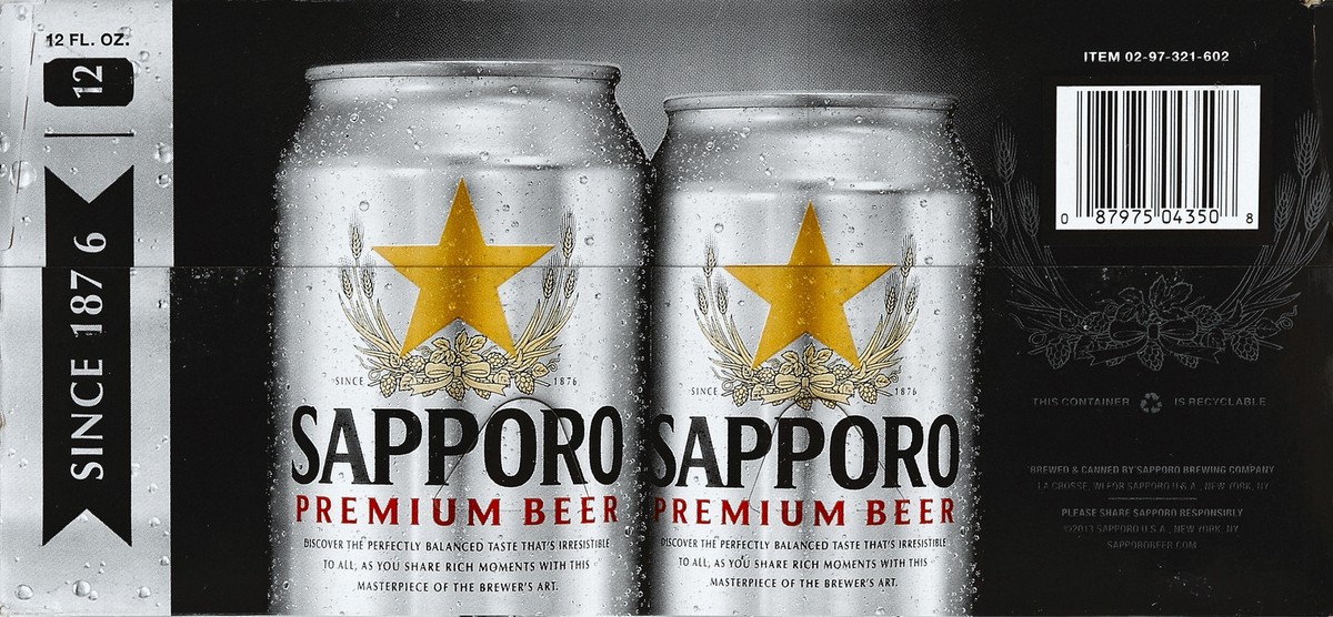 slide 2 of 7, Sapporo Premium Beer 12pk 12oz Cans, 12 ct; 12 oz