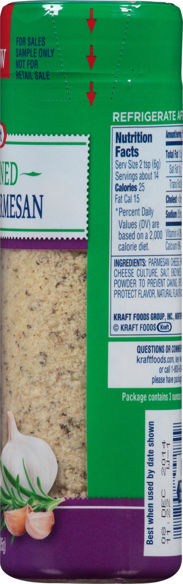 slide 3 of 6, Kraft Rosemary & Garlic Seasoned Grated Parmesan Cheese Shaker, 3 oz