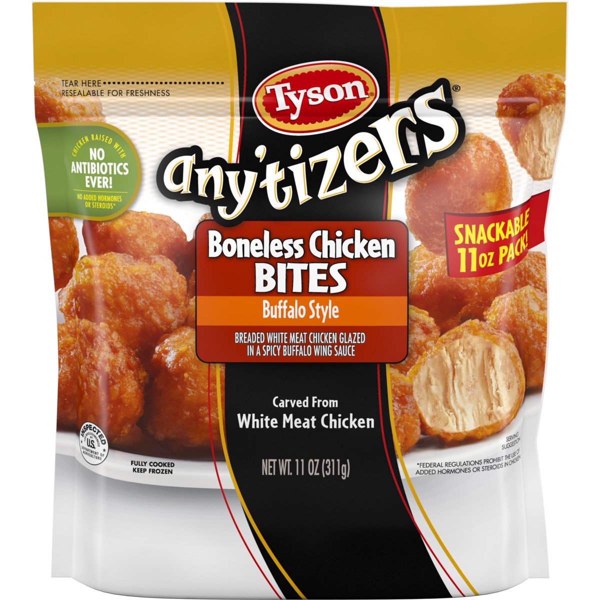 slide 2 of 8, TYSON ANYTIZERS Tyson Any'tizers Buffalo Style Boneless Chicken Bites, 11 oz. (Frozen), 311.84 g