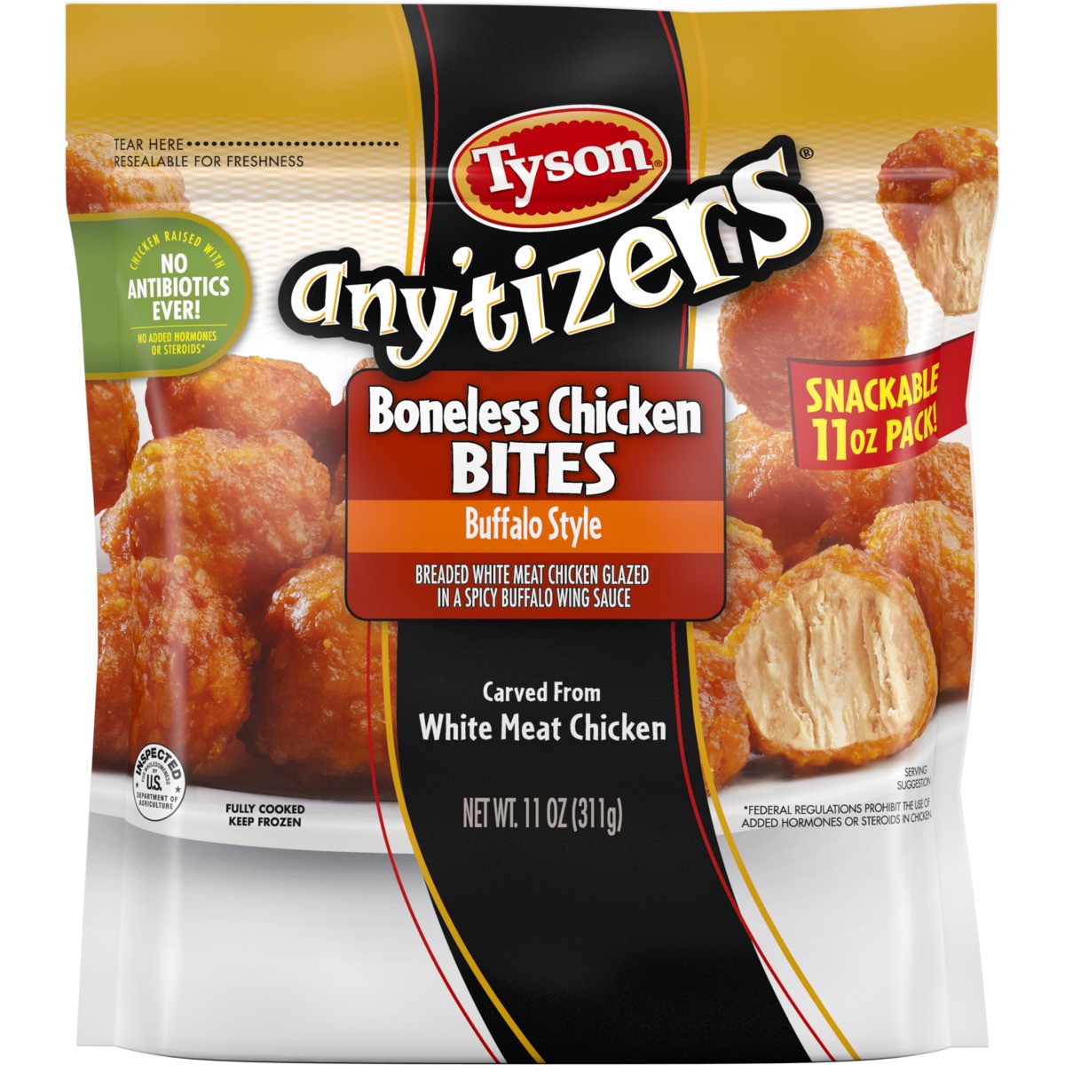 slide 5 of 8, TYSON ANYTIZERS Tyson Any'tizers Buffalo Style Boneless Chicken Bites, 11 oz. (Frozen), 311.84 g